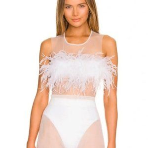 The Bar Feather Top with Mesh